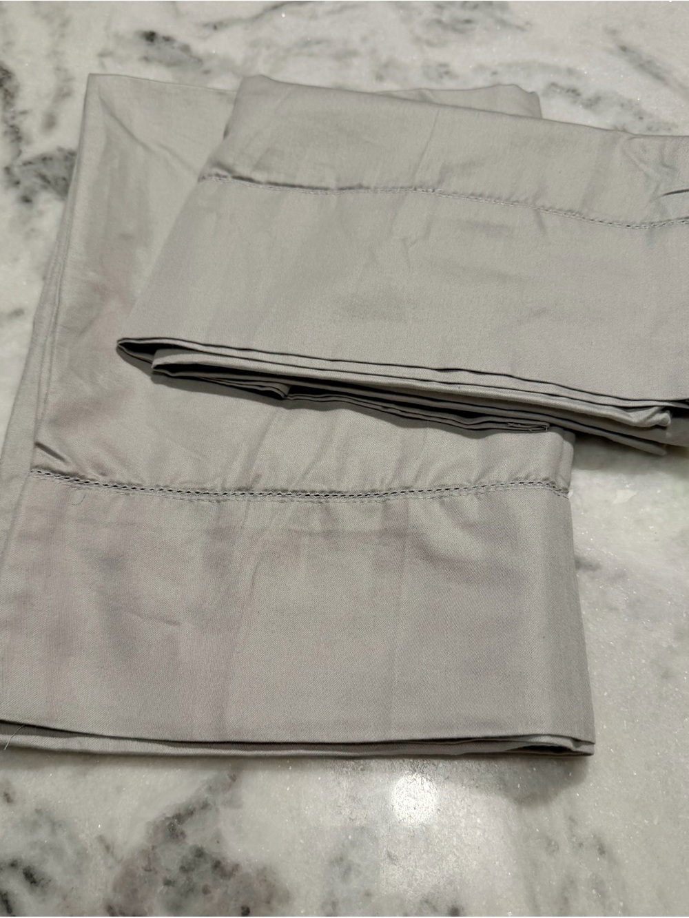 Light Gray Pillow Case with Hemstitch - Set of 2